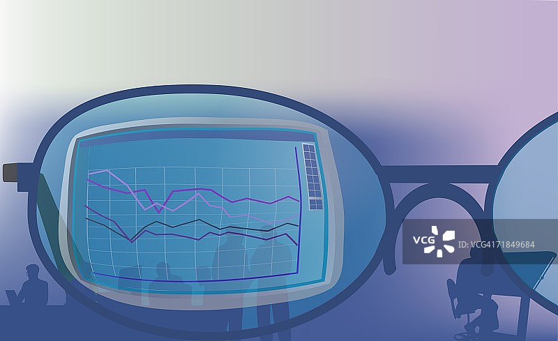 眼镜上的视觉屏幕倒影图片素材