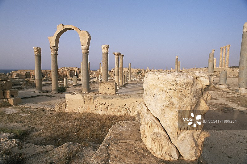 库里亚门，萨布拉塔（Sabratha），联合国教科文组织世界遗产，利比亚，北非，非洲图片素材