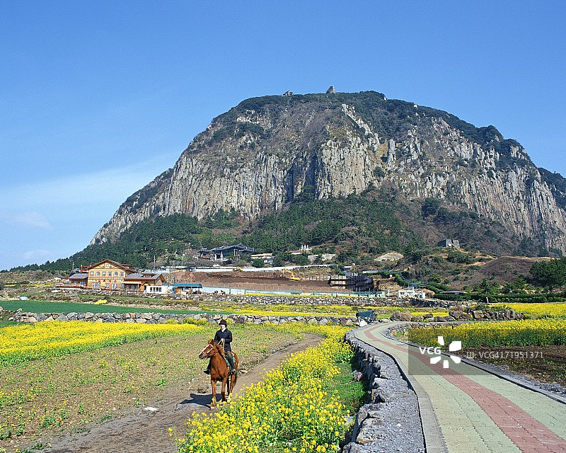 韩国济州岛的岩石山图片素材