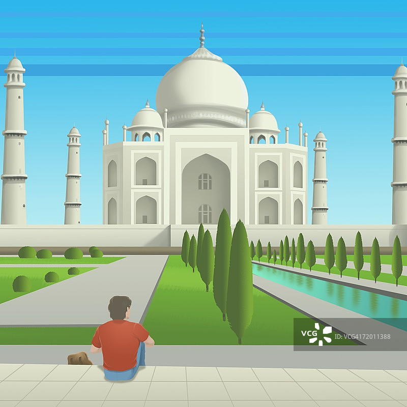 印度北方邦阿格拉泰姬陵陵墓的外观图片素材