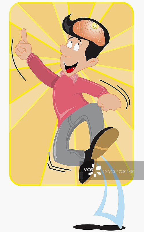 男孩兴奋地跳跃在空中的特写图片素材