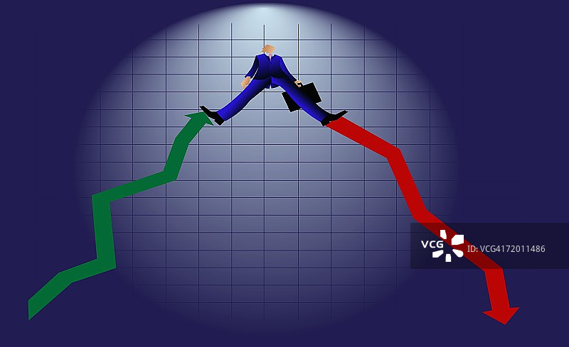 商人平衡于折线图之上图片素材