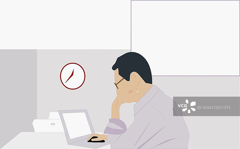 商人侧面轮廓：使用笔记本电脑图片素材