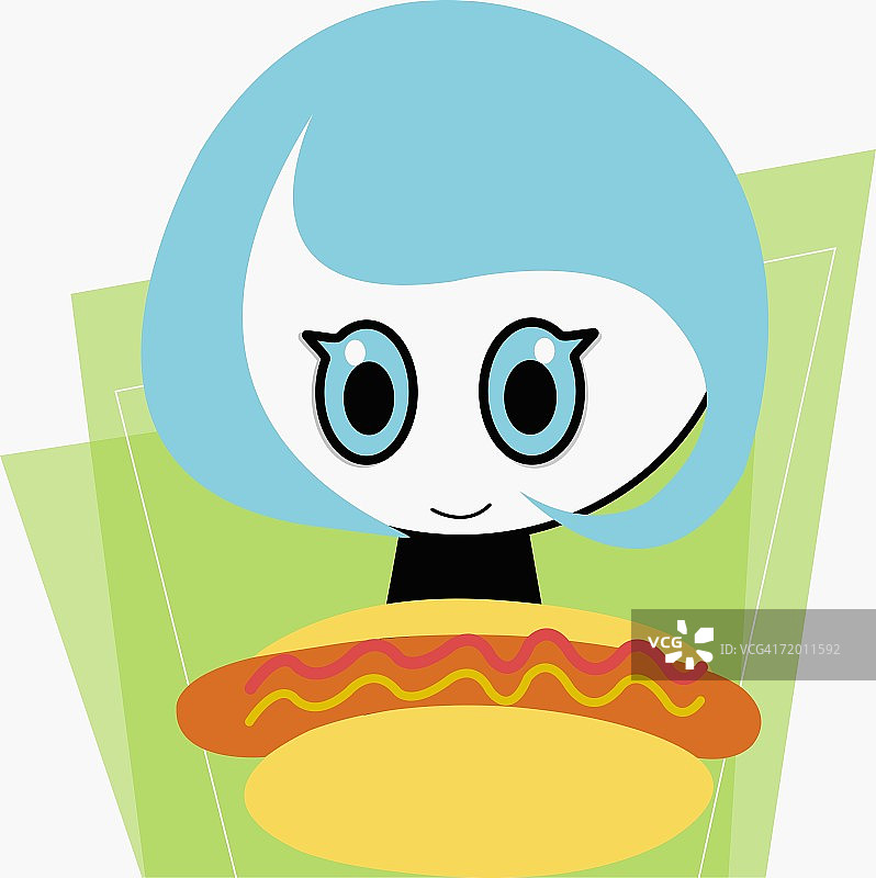 看着热狗的女孩特写图片素材