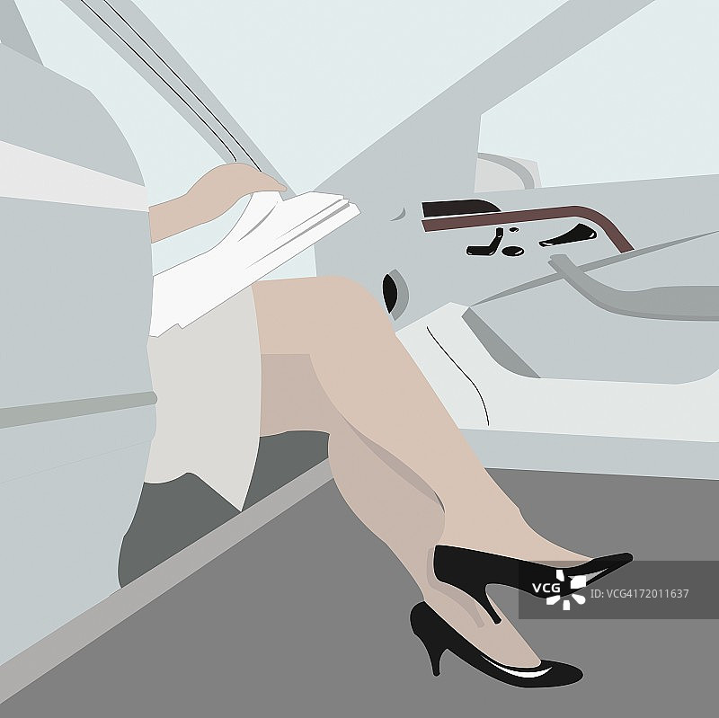 女子下车的低角度视图图片素材