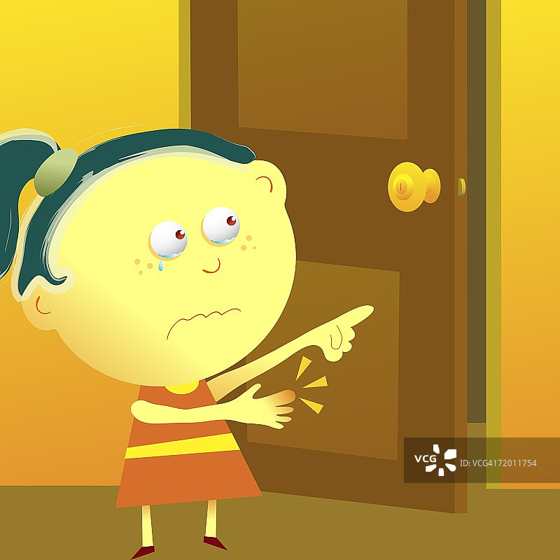 指着某处的女孩特写图片素材