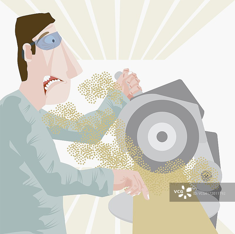 木工用圆锯锯木板的特写图片素材