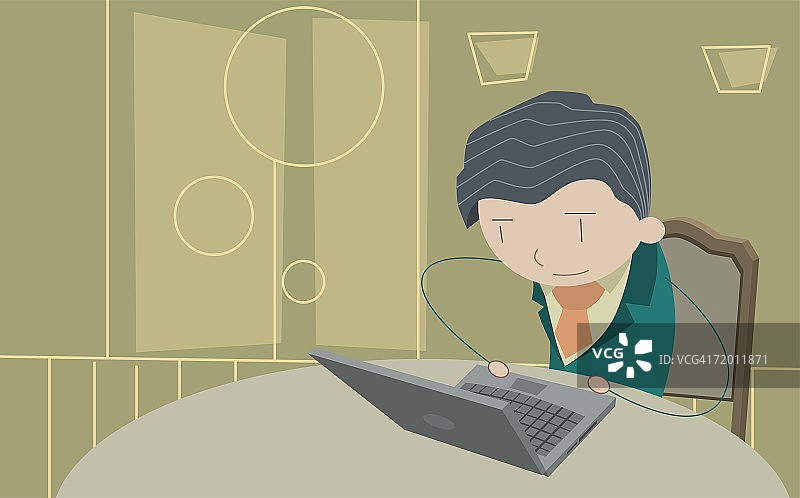 使用笔记本电脑的商人图片素材