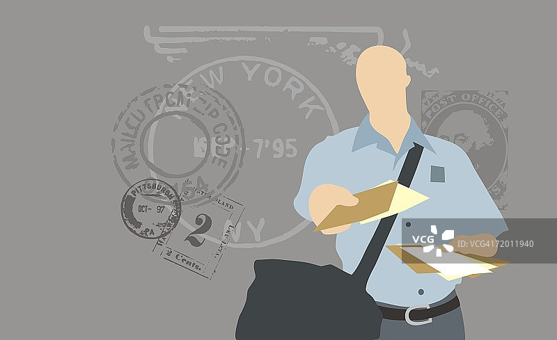 邮递员拿着信封图片素材