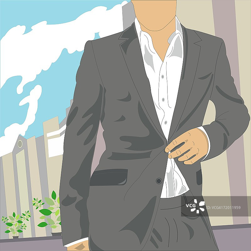 商务男士解开外套的中部视角照片图片素材