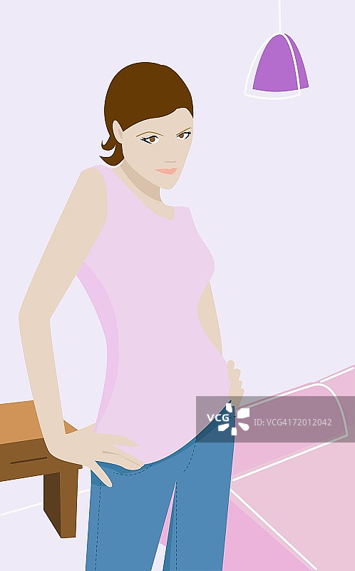 双手叉腰站立的年轻女子肖像图片素材