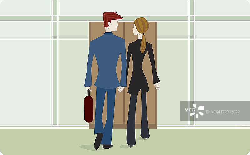 商务人士手牵手行走的背面图图片素材