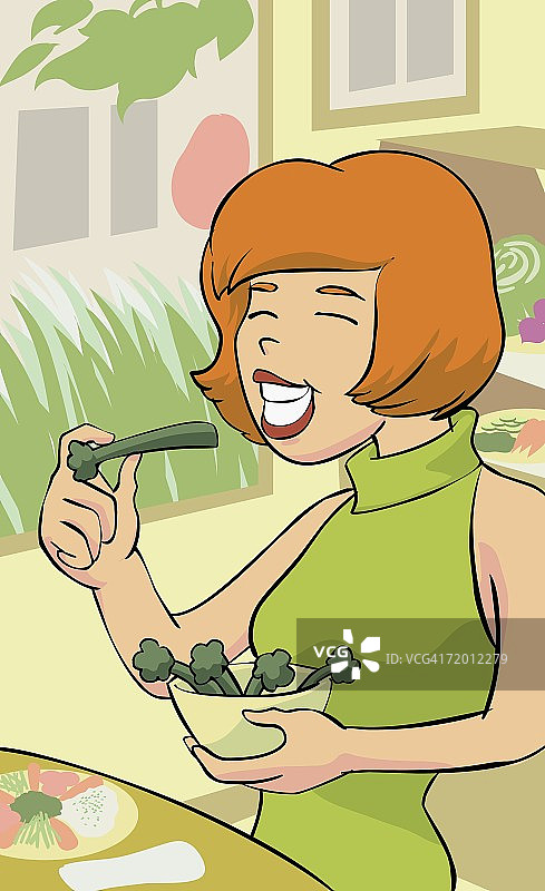 年轻女人吃芹菜特写图片素材