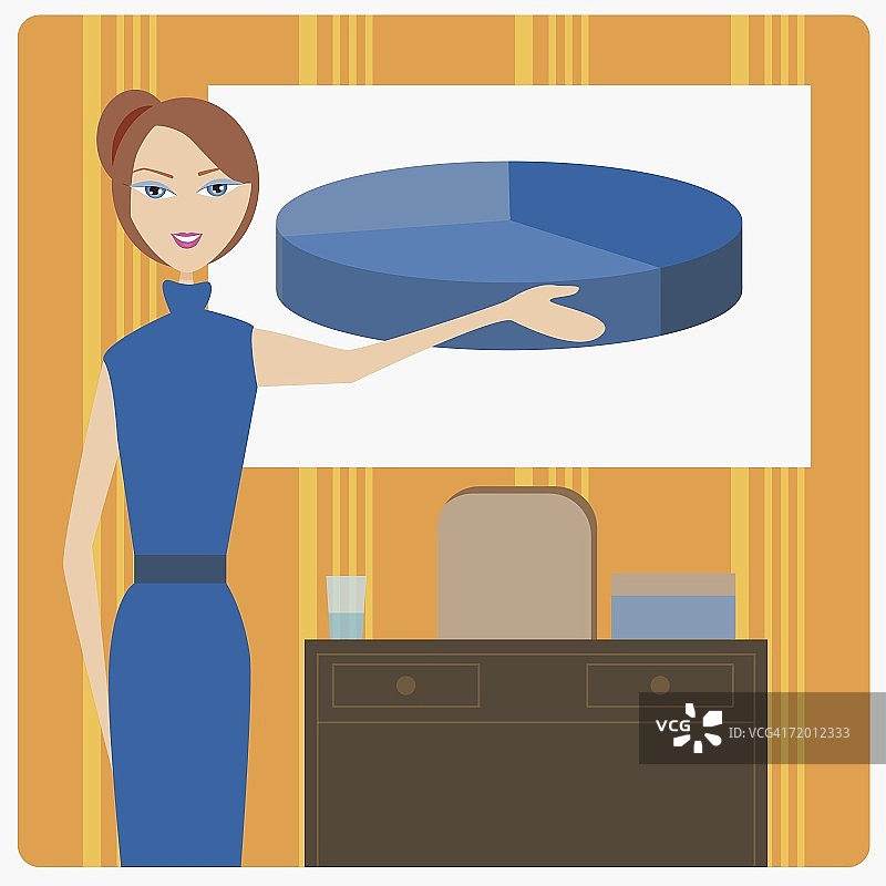 指向饼图的女商人肖像图片素材