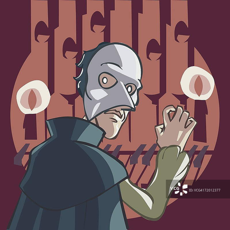 男人戴口罩演奏管风琴特写图片素材