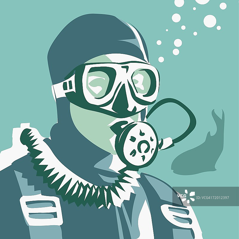 男人在海中戴着潜水面罩的特写图片素材