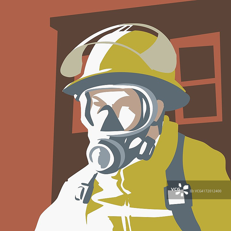 佩戴氧气面罩的消防员特写图片素材