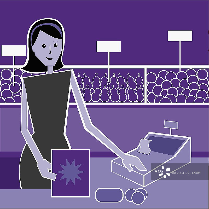 使用收银机的售货员肖像图片素材