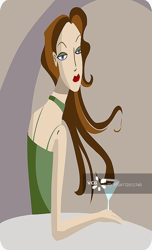 手持一杯饮品的年轻女子肖像图片素材