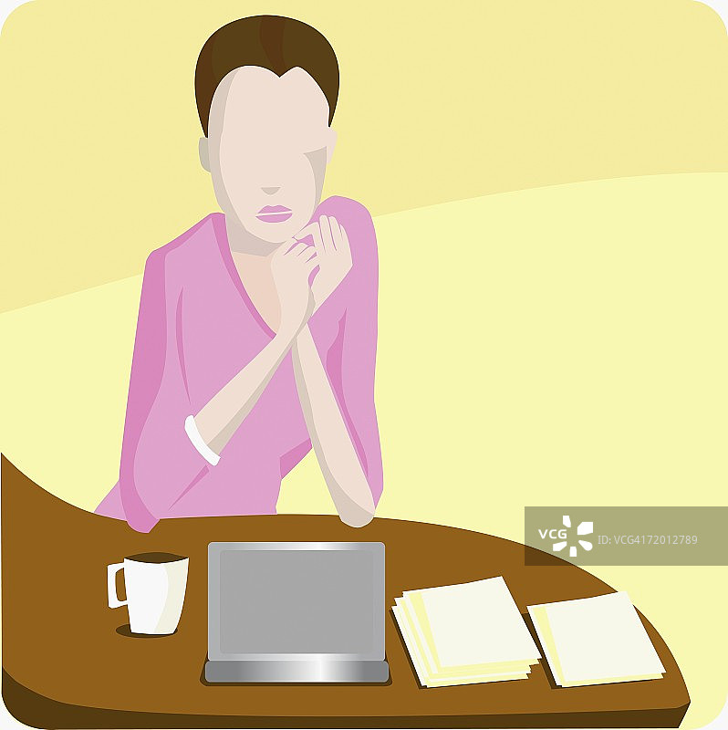 商务女人坐在办公室的办公桌旁图片素材