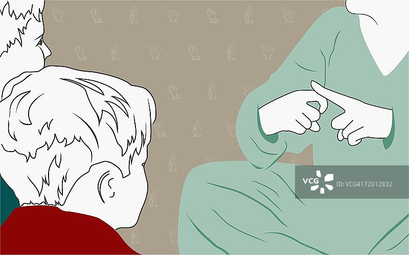 教两个男孩手语的人图片素材