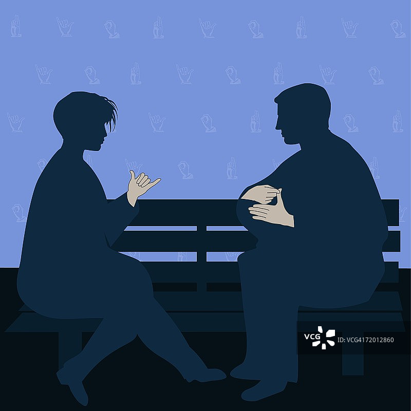 使用手语的年轻男女侧面照图片素材