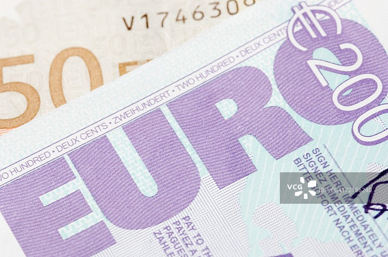 欧元纸币特写图片素材