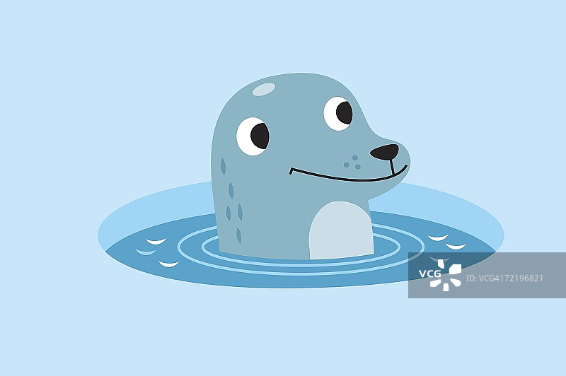 微笑的海豹从冰面圆孔中探出头图片素材