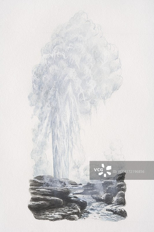 从地下喷出的间歇泉热水图片素材