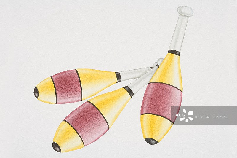 三个彩色杂耍棒正面图图片素材