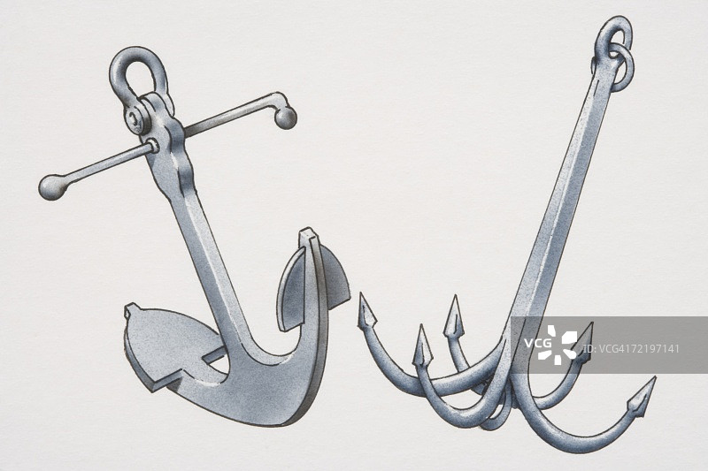 两个金属锚图片素材