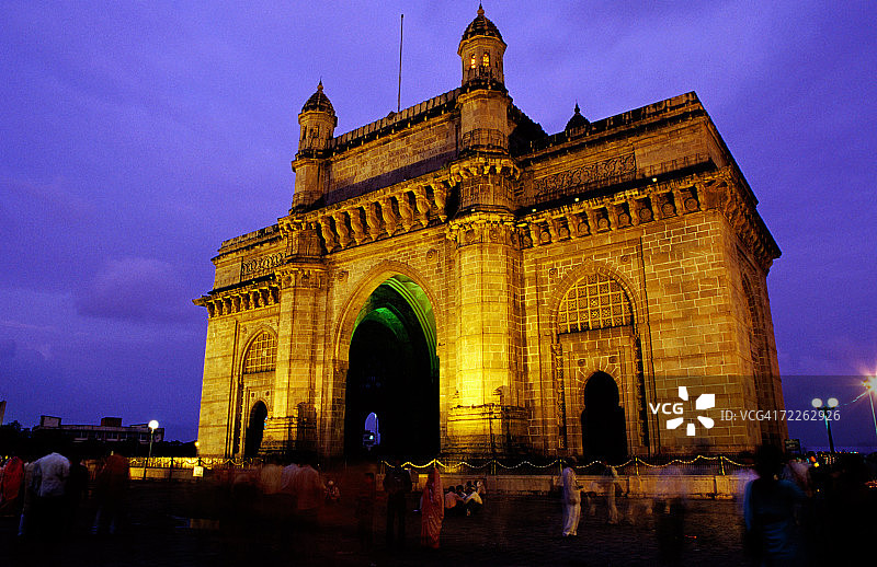 印度孟买印度门黄昏景色图片素材