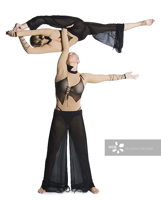 女性柔术表演二人组图片素材
