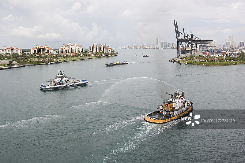 美国佛罗里达州迈阿密港口和船只景色图片素材