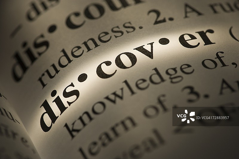 词典中“发现”的定义特写图片素材