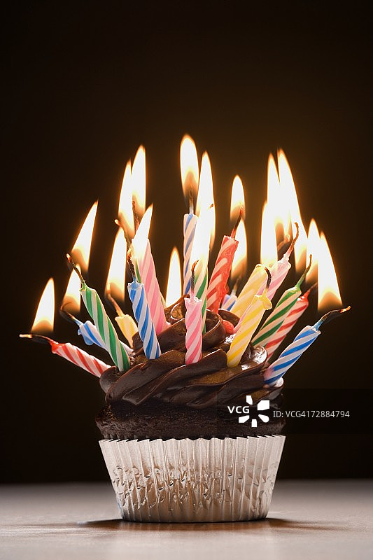 生日蜡烛纸杯蛋糕图片素材