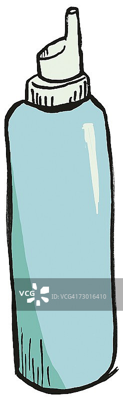 带有分配器顶部的高挑浅蓝色瓶子图片素材