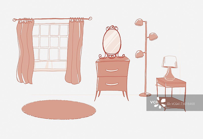 棕色系房间内景插画图片素材