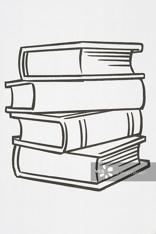 插画：一摞四本精装书图片素材