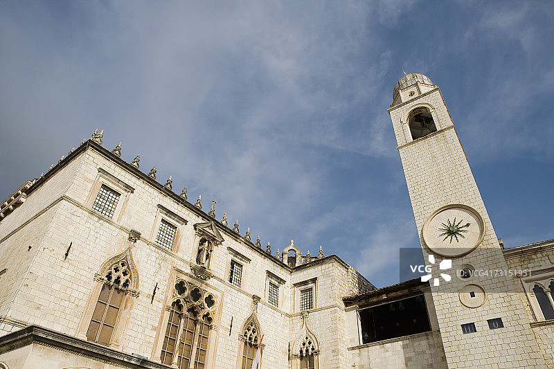 杜布罗夫尼克，凉廊广场，斯蓬扎宫，钟楼凉廊（广角）图片素材