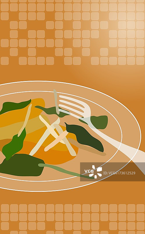 沙拉盘上的叉子特写图片素材