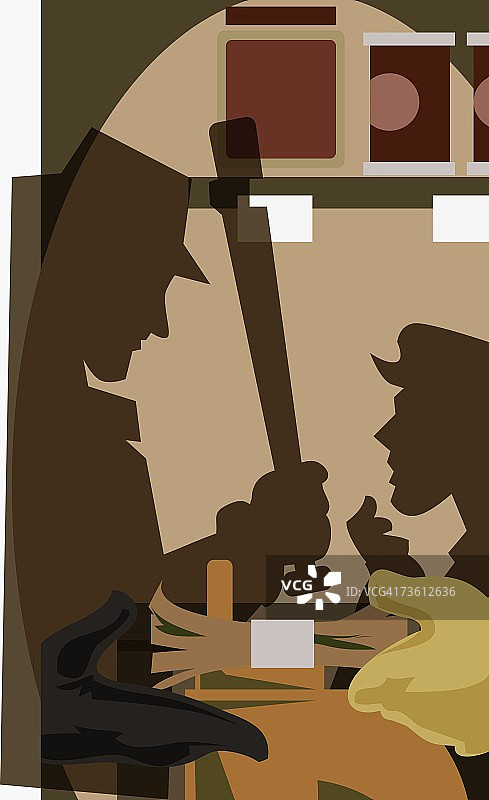 调查中的侦探的侧面轮廓图片素材