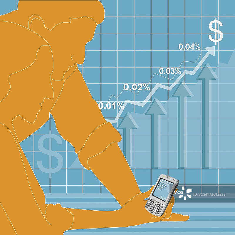 女商人和男商人看个人数据助理的侧面轮廓图片素材