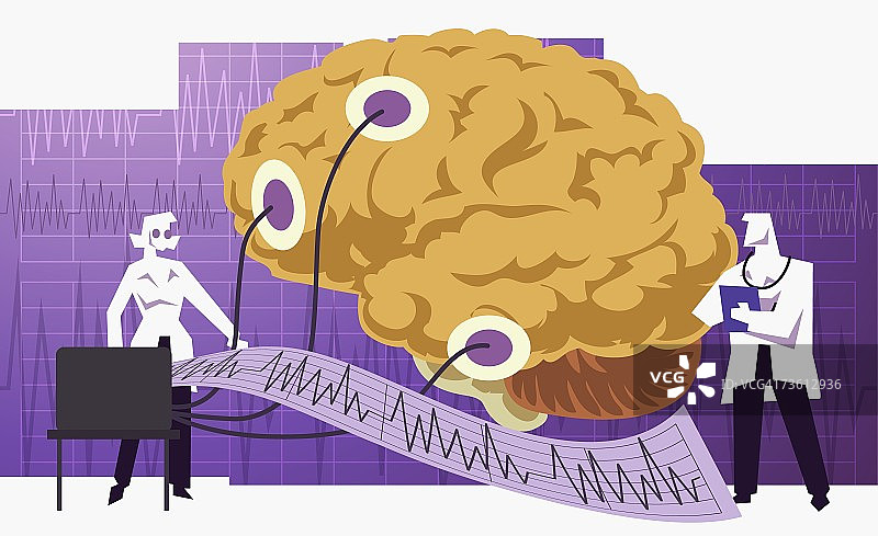 男女医生进行脑电图检查图片素材