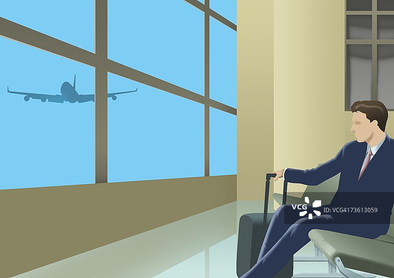 坐在椅子上的商人侧面轮廓图片素材