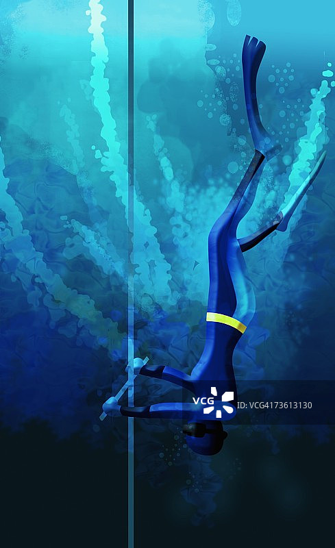 水下游泳的人的侧面照图片素材