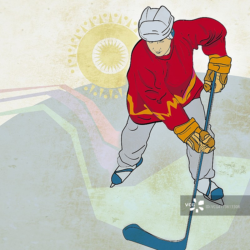 男人打冰球图片素材