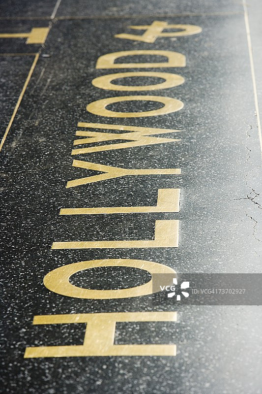 好莱坞大道铺路标志，美国加利福尼亚州好莱坞图片素材