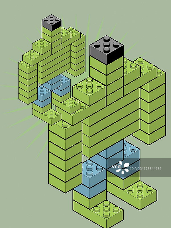 塑料积木机器人特写图片素材