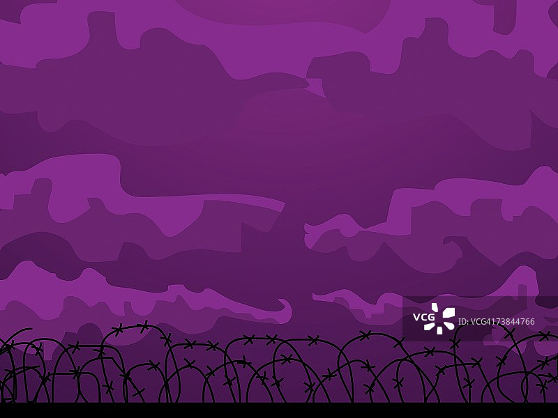 黄昏铁丝网围栏图片素材